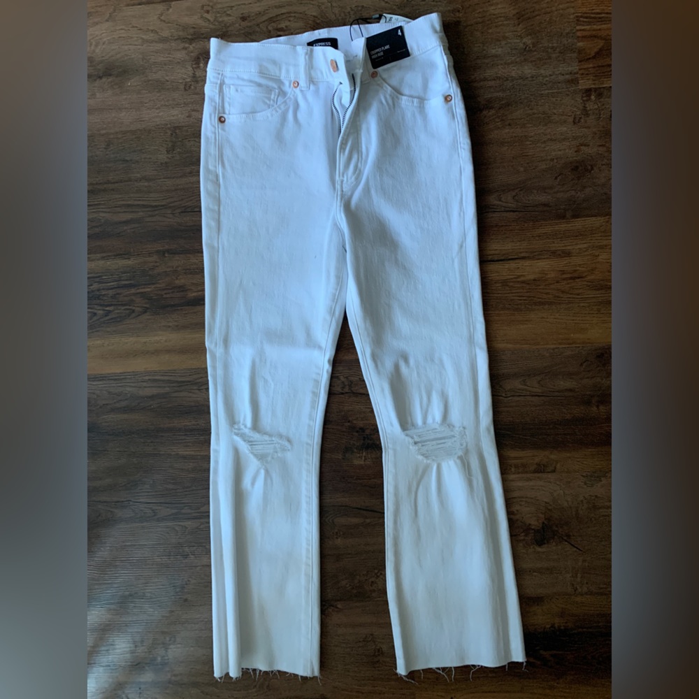 NWT Express High Rise Flare Crop Jeans
